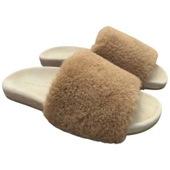 Jenni Kayne Shearling Slide Sandal in Natural Size 38 - Picture 1 of 10